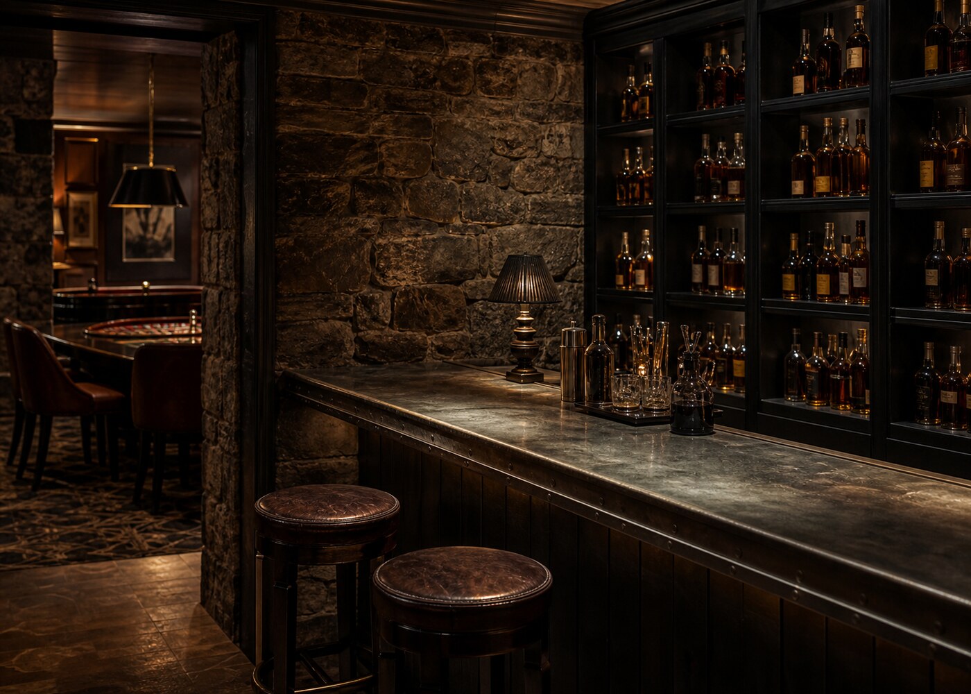The whisky bar adjoining the Casino floor